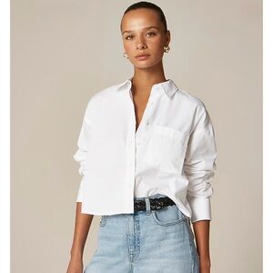 NWT J. Crew Étienne Cropped Button-up Shirt Cotton Poplin White